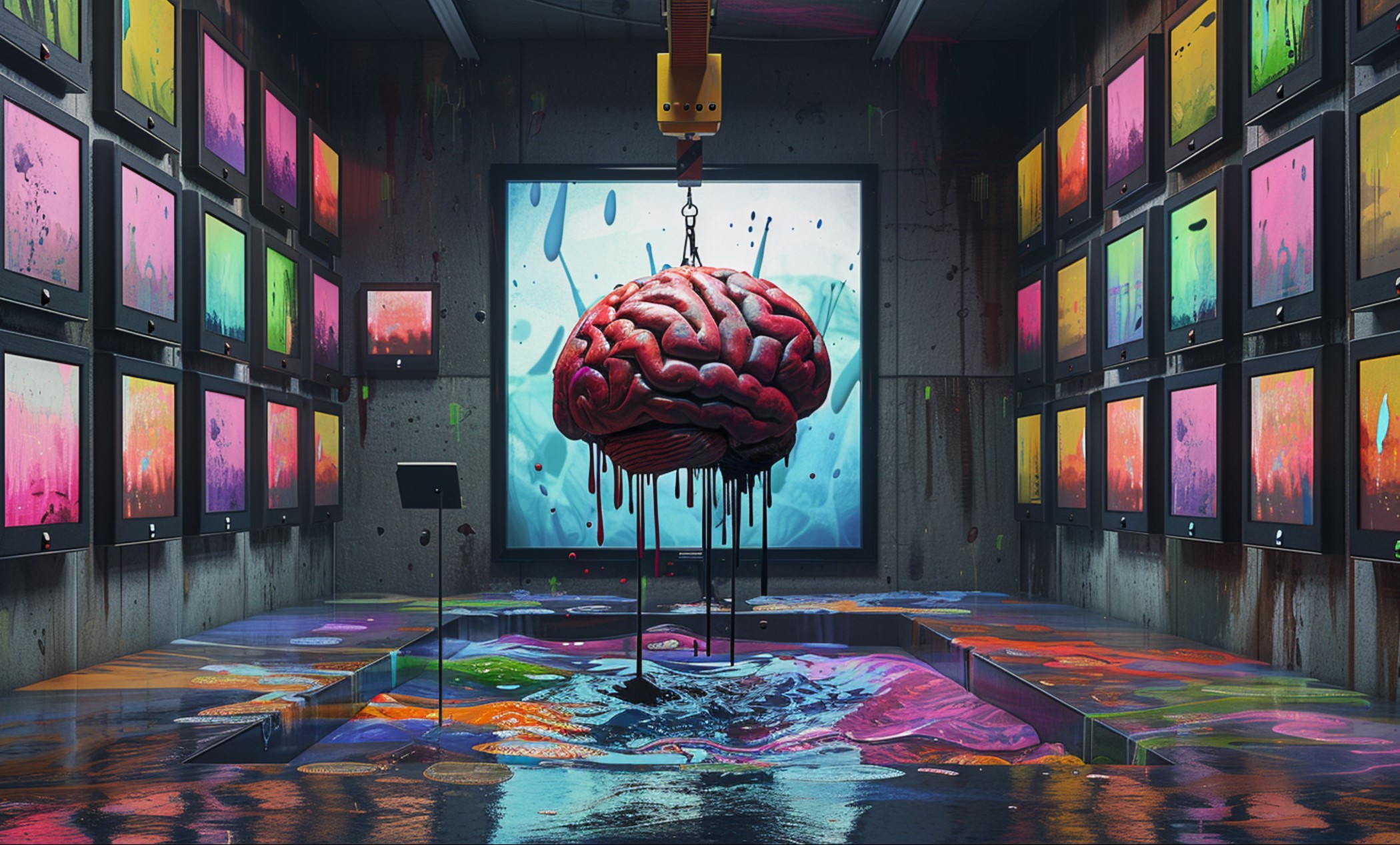 an illustration of neuroprint showing a brain being dipped in ink as an imagery for personalized responses to different pieces of neural content.